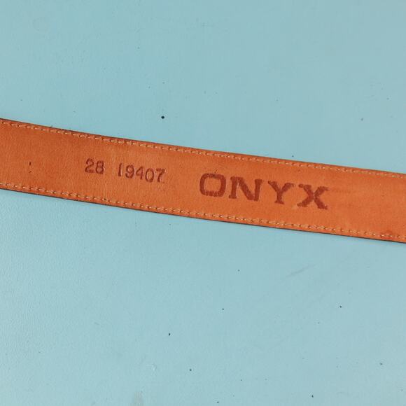 Brighton Onyx Vintage Genuine Leather Silver Embossed Buckle Western Waist Belt